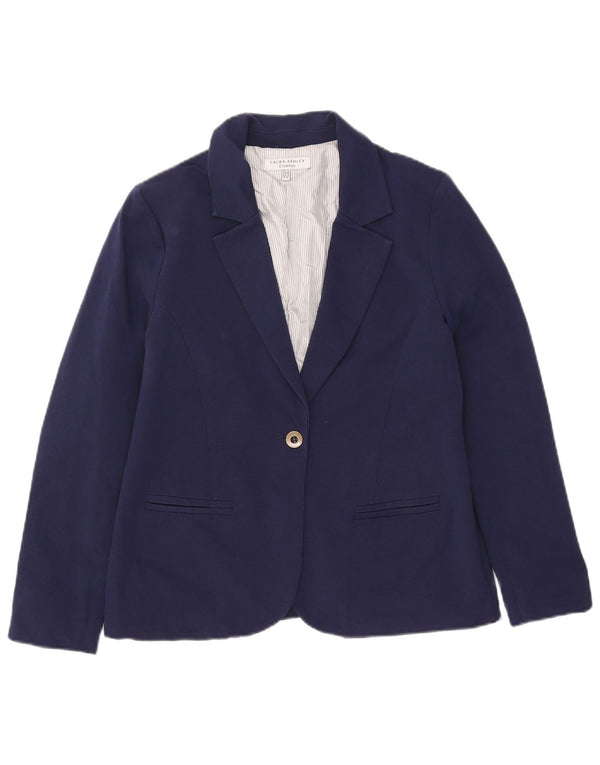 Laura Ashley Veste blazer à 1 bouton pour femme UK 14 Large Bleu marine en coton