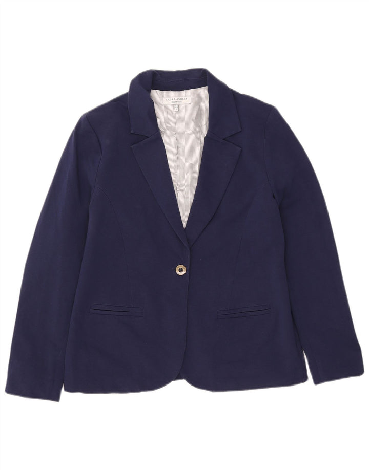 Laura Ashley Veste blazer à 1 bouton pour femme UK 14 Large Bleu marine en coton