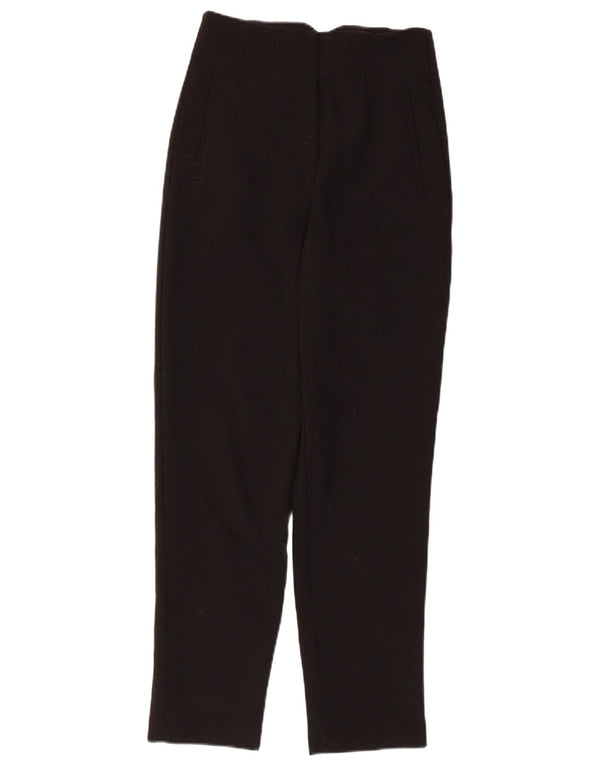 Zara Pantalon de costume fuselé taille haute pour femme XS W24 L26 Noir Polyester