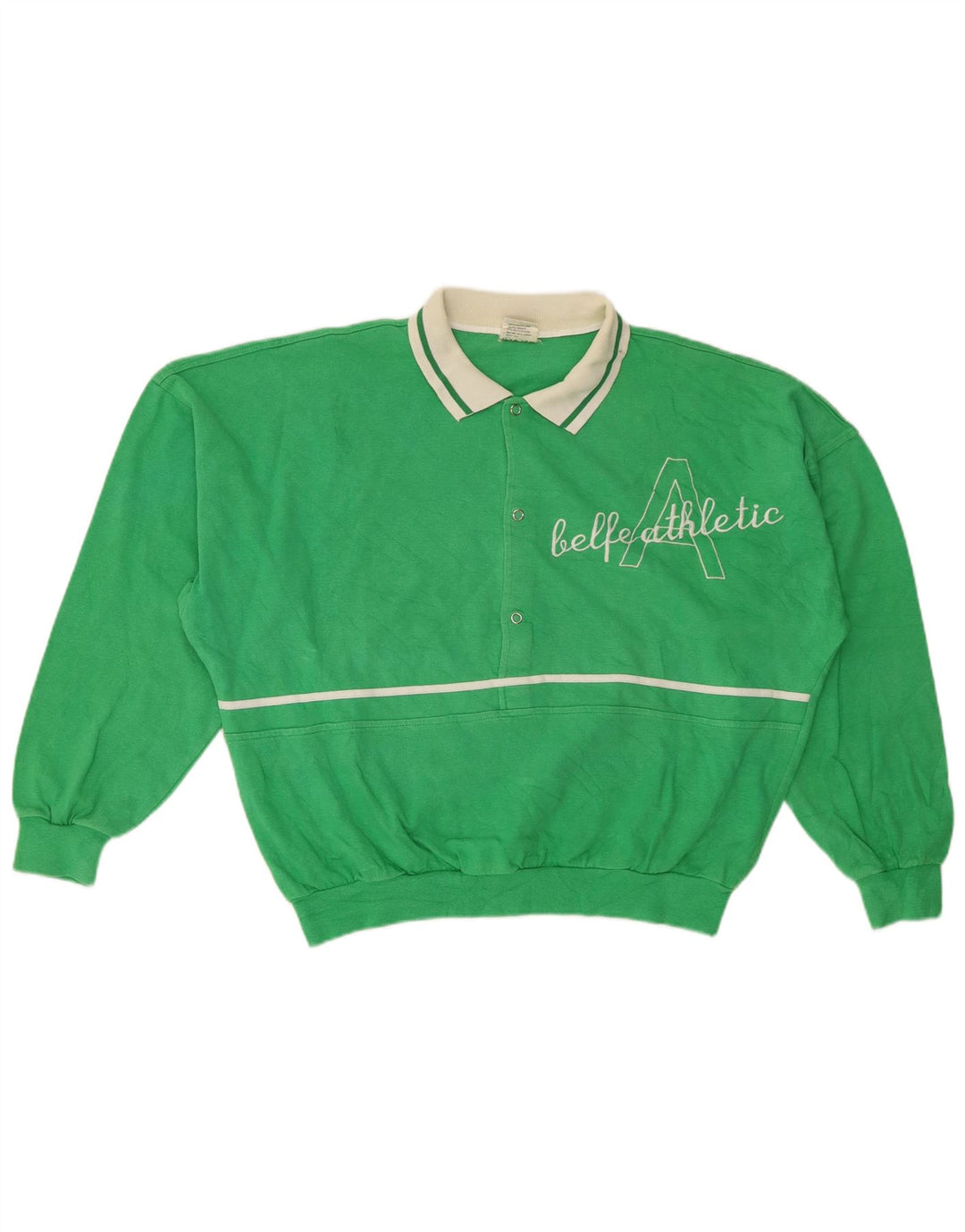 BELFE Pull à col polo pour femme UK 14 Large Vert Colorblock