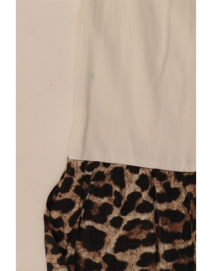 Zara Womens Blouse Top UK 12 Medium Blanc Imprimé Animal