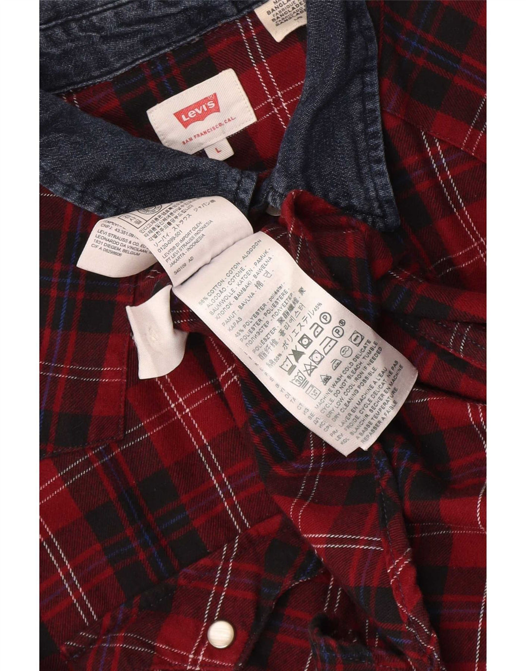 Levi's Chemise Flannel Homme Rouge à Carreaux Large Coton