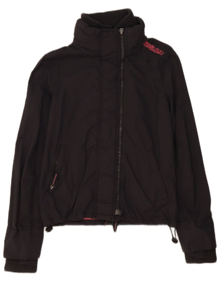 Superdry Veste Bomber Femme UK 14 Medium Noir Nylon