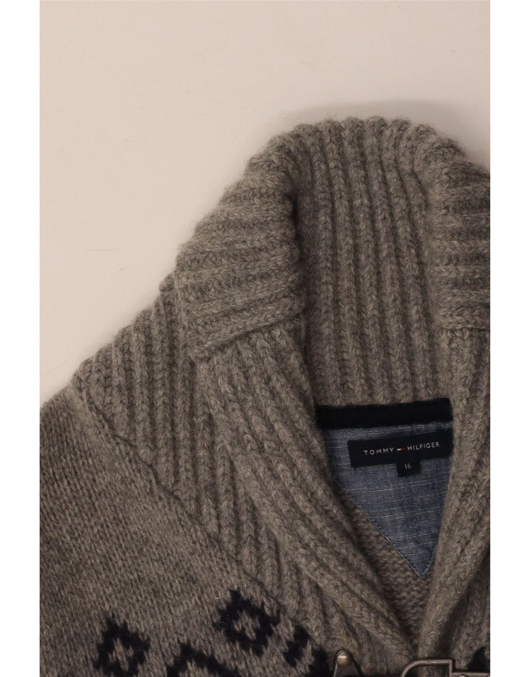 TOMMY HILFIGER Pull Cardigan Garçon 15-16 ans Gris Fair Isle