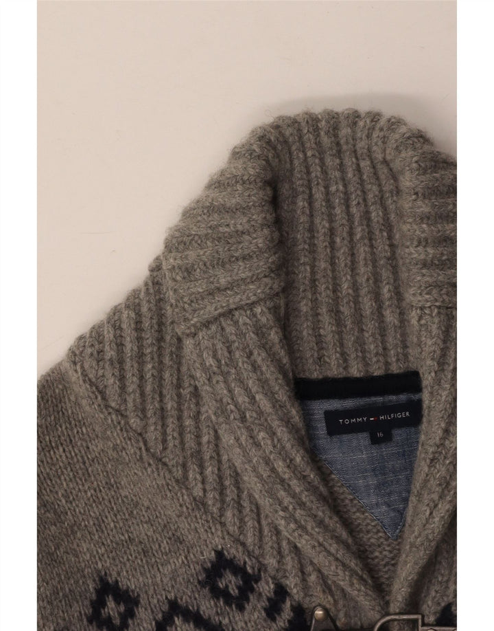 TOMMY HILFIGER Pull Cardigan Garçon 15-16 ans Gris Fair Isle