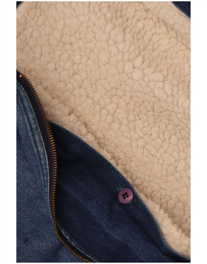 vintage Femme Sherpa Denim Veste UK 14 Grand Bleu