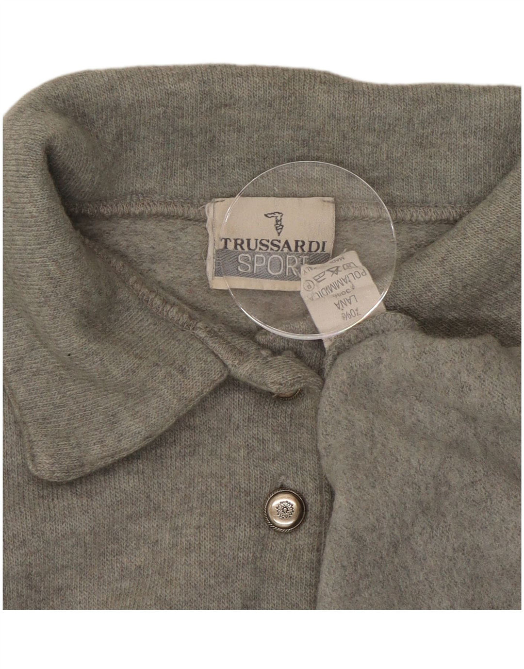 TRUSSARDI Pull Oversize à Col Polo Femme IT 44 Laine Gris Moyen