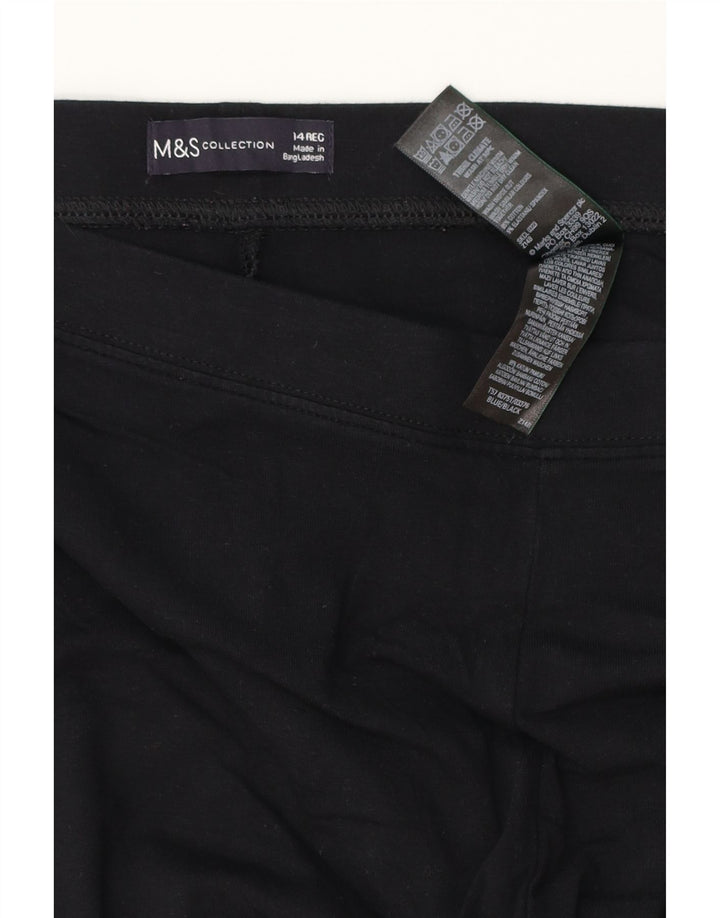 MARKS & SPENCER Leggings Femme UK 14 Grand Noir Coton