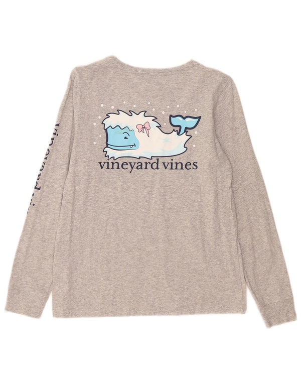 Vineyard Vines Haut graphique à manches longues pour femme UK 10 Petit gris moucheté