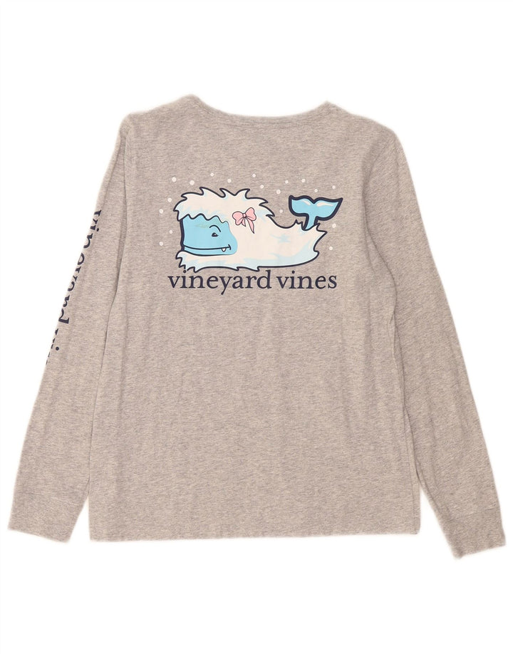 Vineyard Vines Haut graphique à manches longues pour femme UK 10 Petit gris moucheté