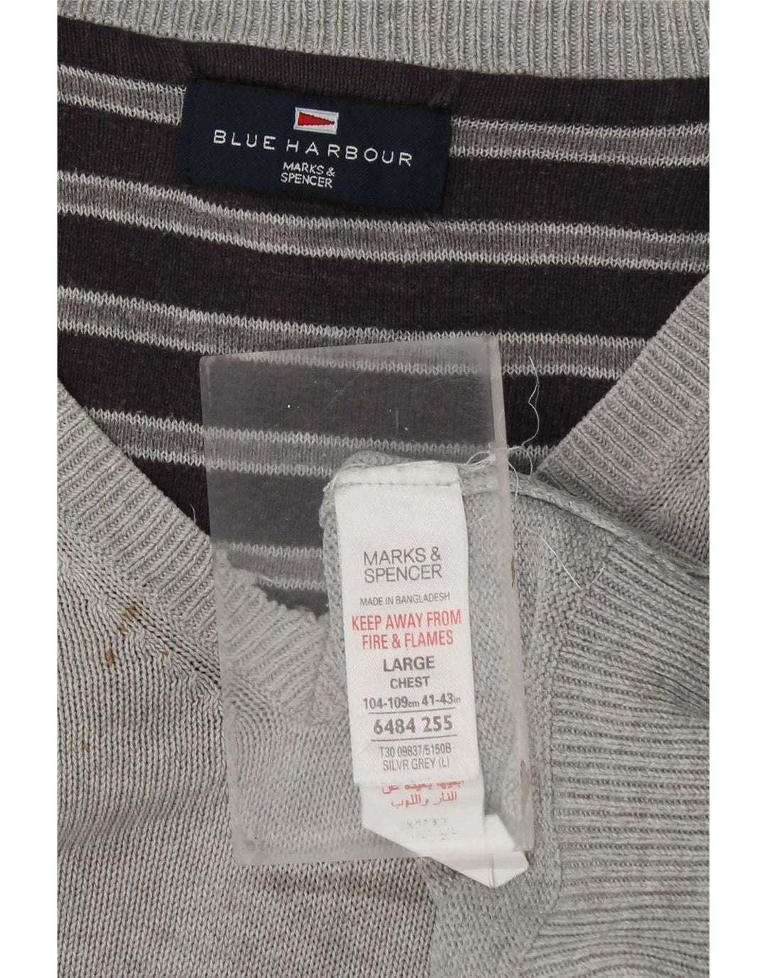 Marks & Spencer Pull à col en V Blue Harbour pour hommes, grand coton gris