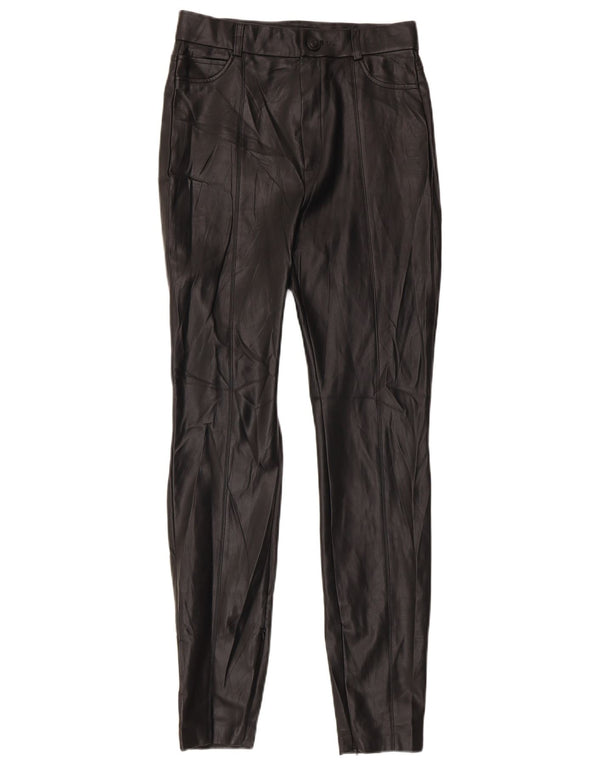 Zara Pantalon skinny taille haute en simili cuir pour femme Medium W28 L29 Noir