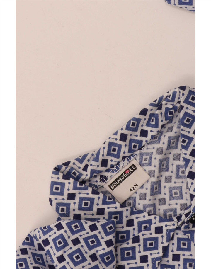 vintage Chemise Homme Taille 42 Grand Bleu Géométrique