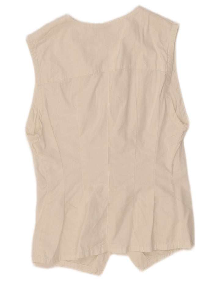 RENÉ LEZARD Gilet Femme UK 12 Moyen Blanc Coton
