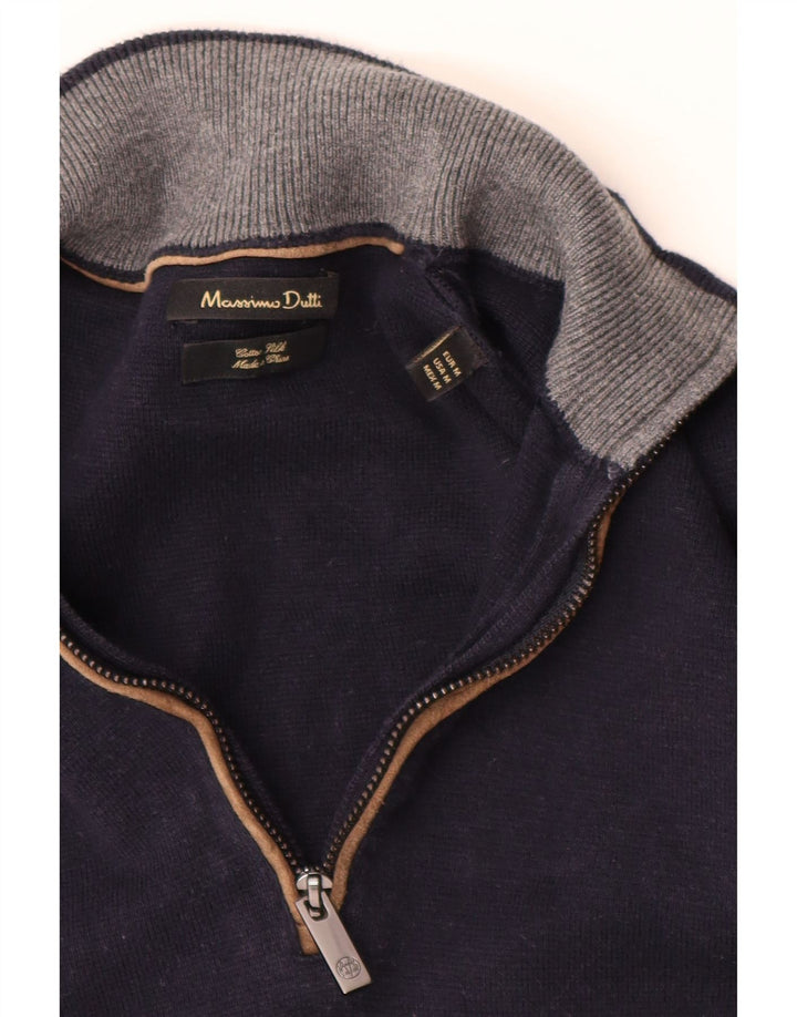 MASSIMO DUTTI Pull Col Zippé Homme Bleu Marine Moyen Coton