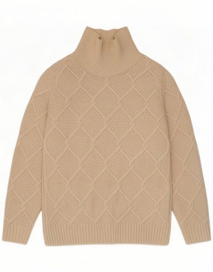 Barbour Pull col roulé pour femme UK 8 Petite laine beige