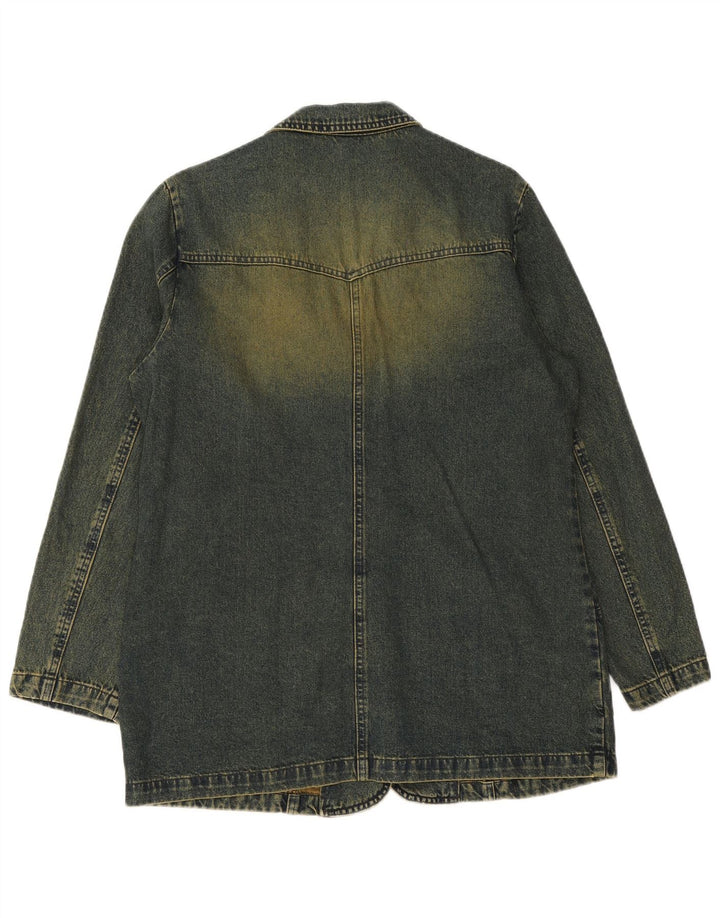 vintage Femmes 3 Bouton Denim Blazer Veste UK 14 Grand Coton Bleu