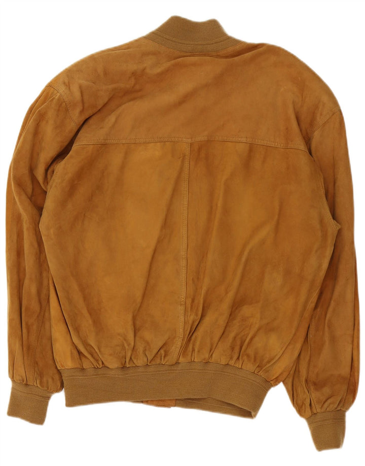 vintage Mens Suede Bomber Jacket UK 38 Beige Moyen