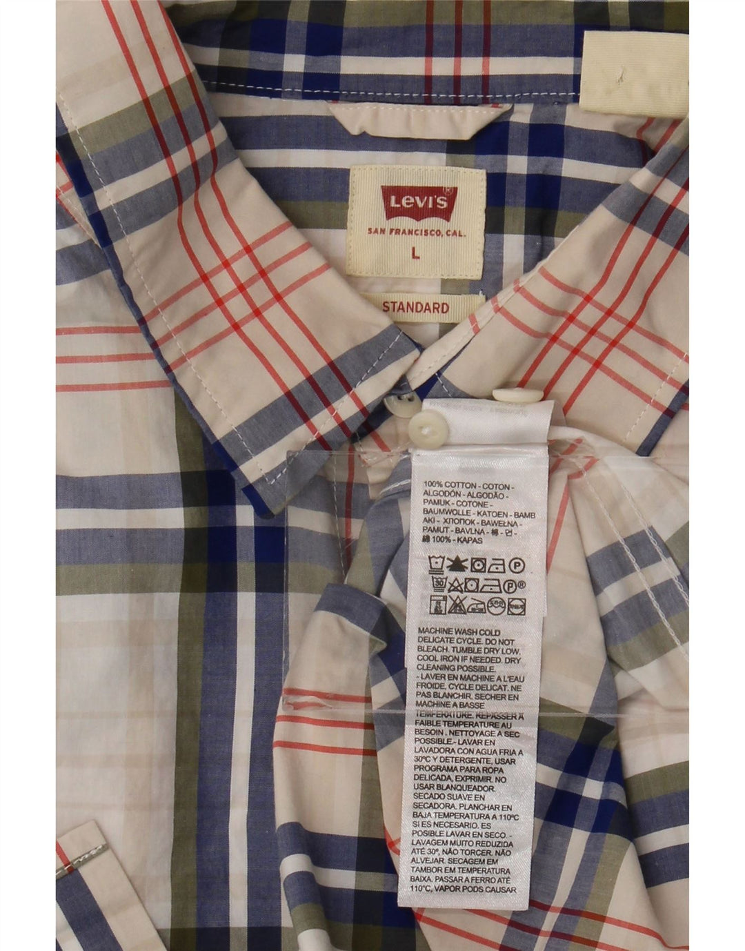 Levi's Chemise Coupe Standard Homme Blanc Large Coton à Carreaux