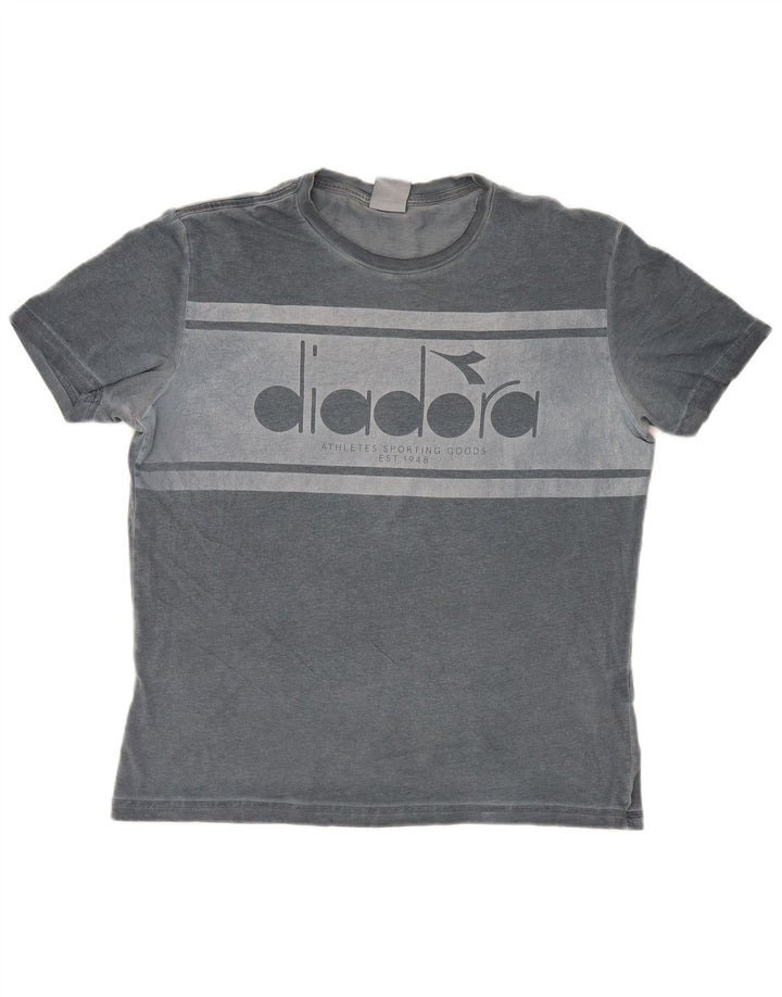Diadora T-Shirt Graphique Homme Gris Moyen Coton