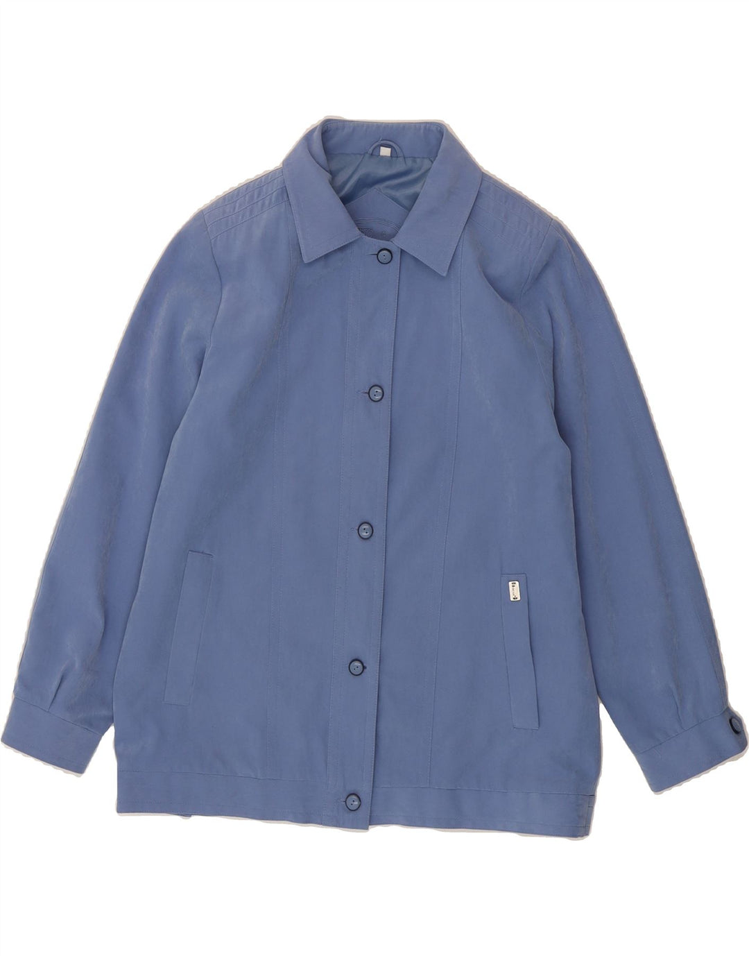 VINTAGE Womens Bomber Jacket UK 14 Large Blue Polyester Vintage Vintage and Second-Hand Vintage from Messina Hembry 