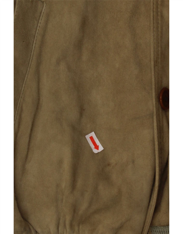 VINTAGE Veste Bomber En Daim Homme IT 48 Beige Moyen