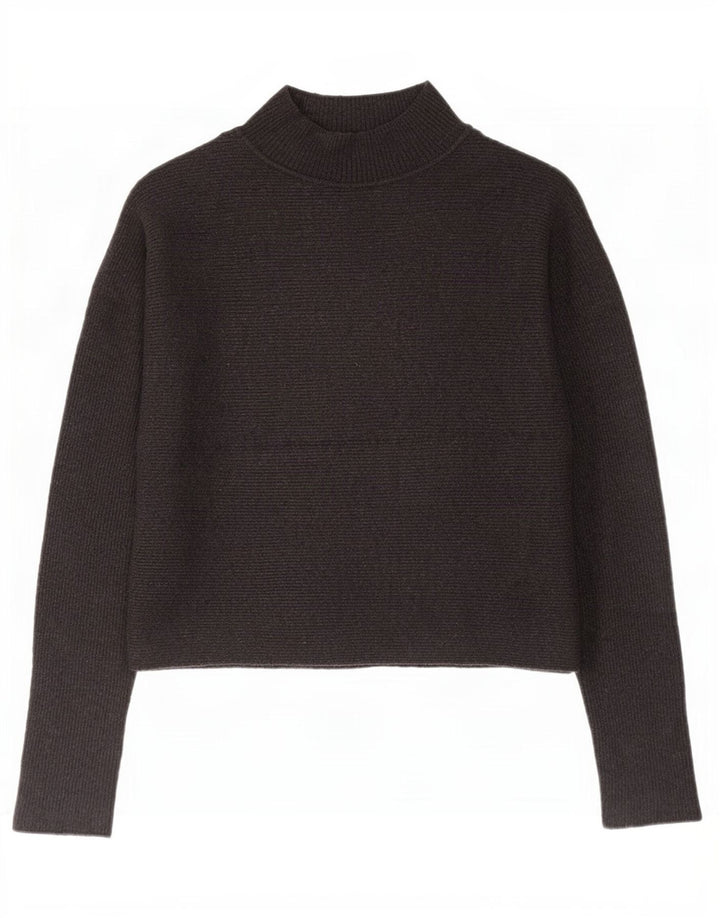 Zara Pull court surdimensionné à col roulé pour femme UK 10 Petit Gris