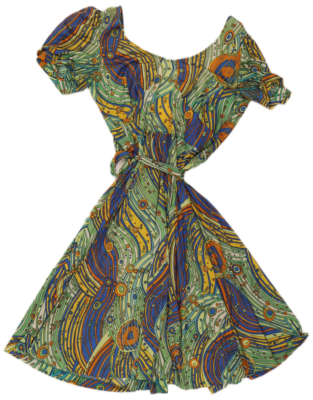 Robe portefeuille femme vintage IT 48 XL Rayé multicolore