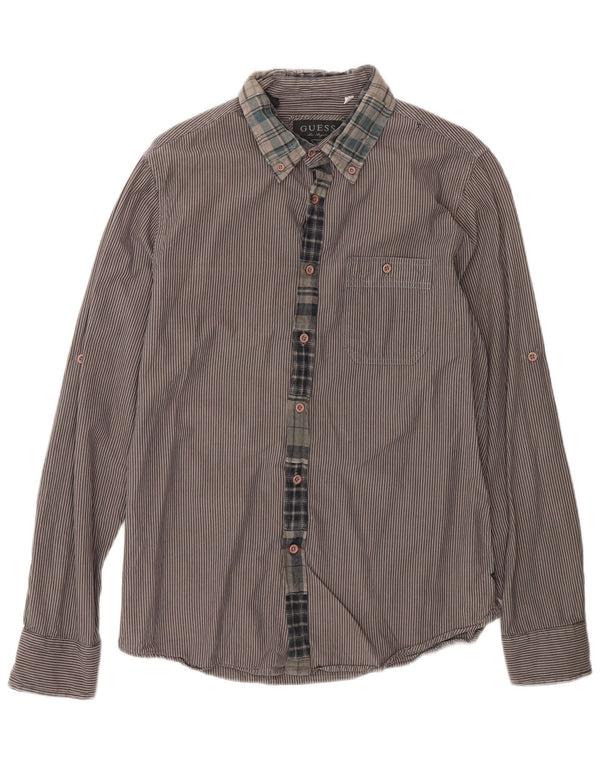 Gas Chemise Homme UK 36 Petit Coton Rayé Marron