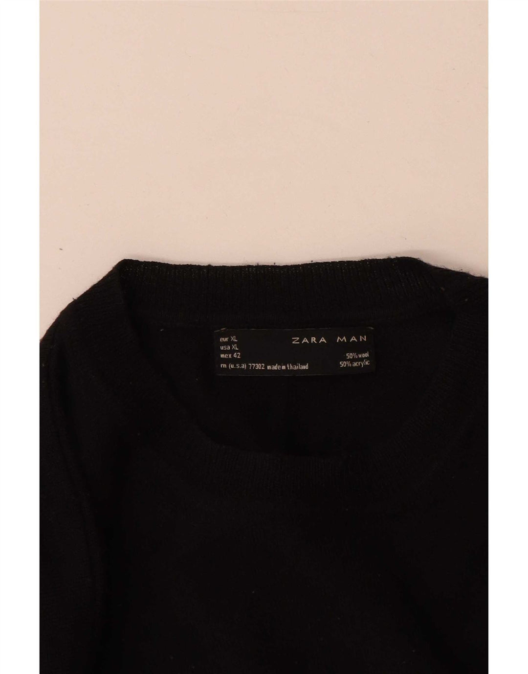 Zara Pull ras du cou pour homme XL en laine noire