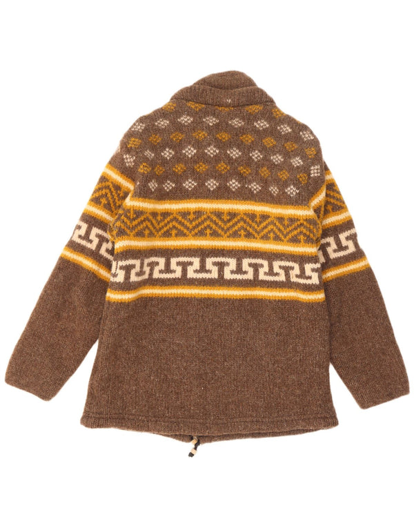 Sternstunde Veste coupe-vent en tricot pour femme UK 14 Marron moyen géométrique