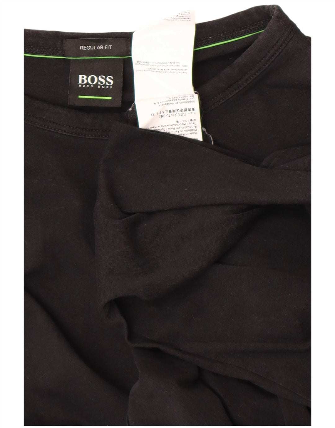 HUGO BOSS Homme Regular Fit Top Manches Longues Petit Noir Coton
