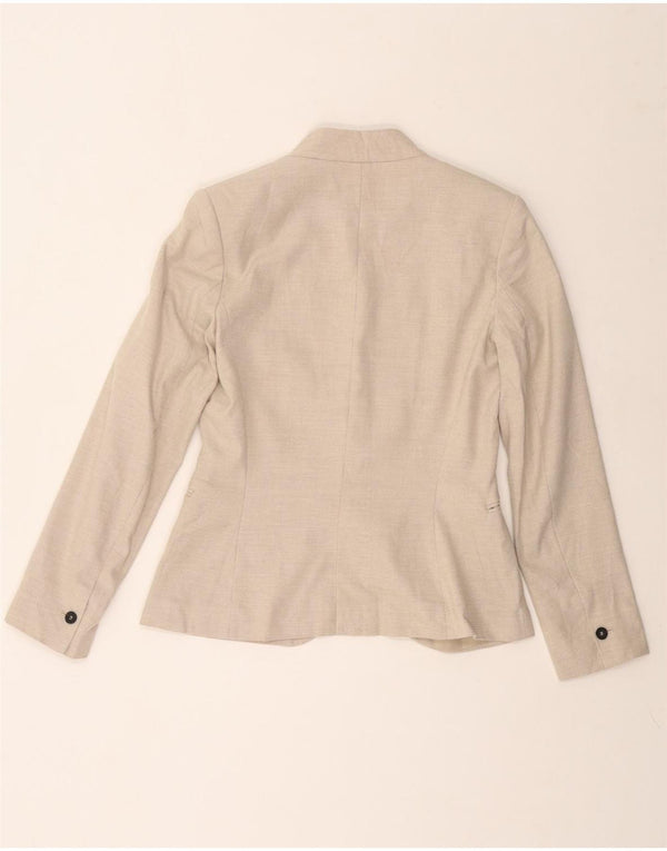 ZARA Veste Blazer 1 Bouton Femme EU 36 XS Beige Polyester