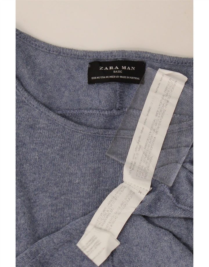 ZARA Homme Top Manches Longues Bleu Moyen Coton