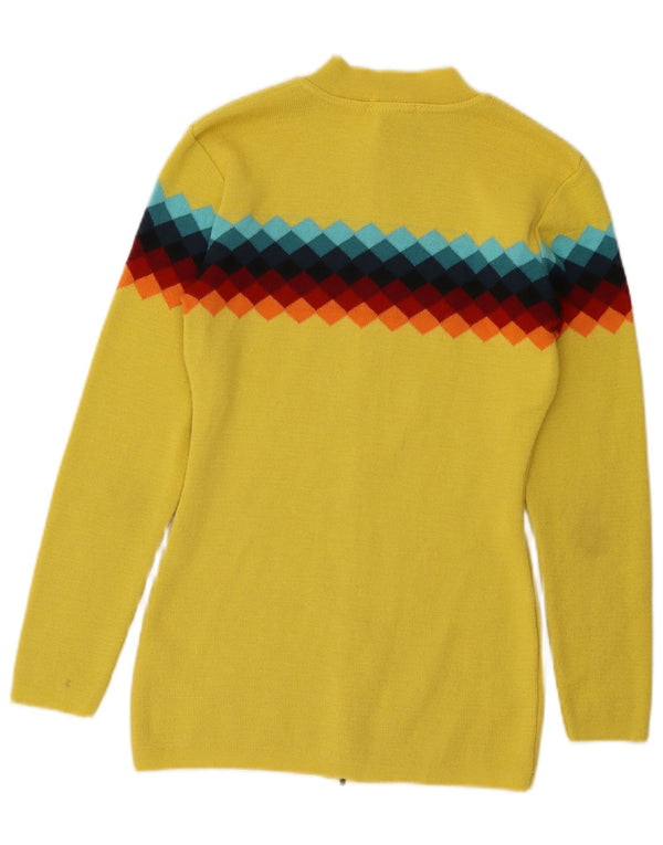 Kookai Womens Cardigan Sweater UK 6 XS Jaune Géométrique Laine