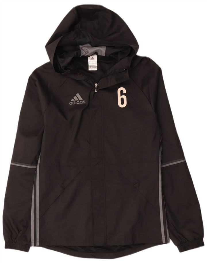 Adidas Veste de pluie à capuche graphique pour homme UK 36 Small Noir Polyester