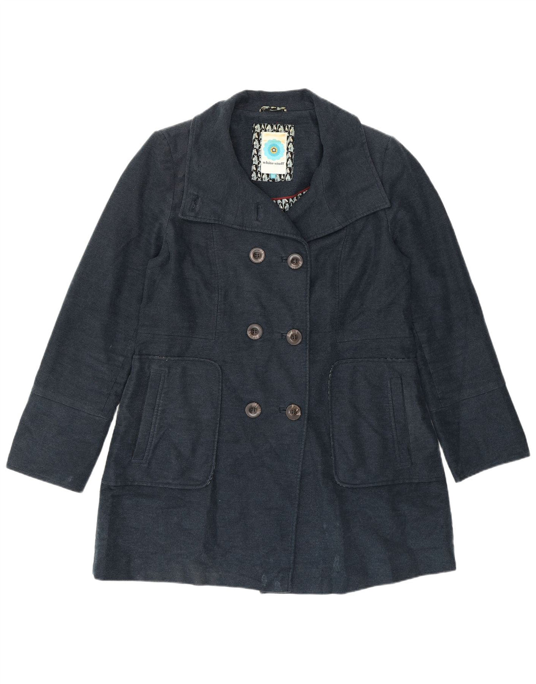 Manteau croisé White Stuff pour femme UK 14 en coton bleu marine moyen