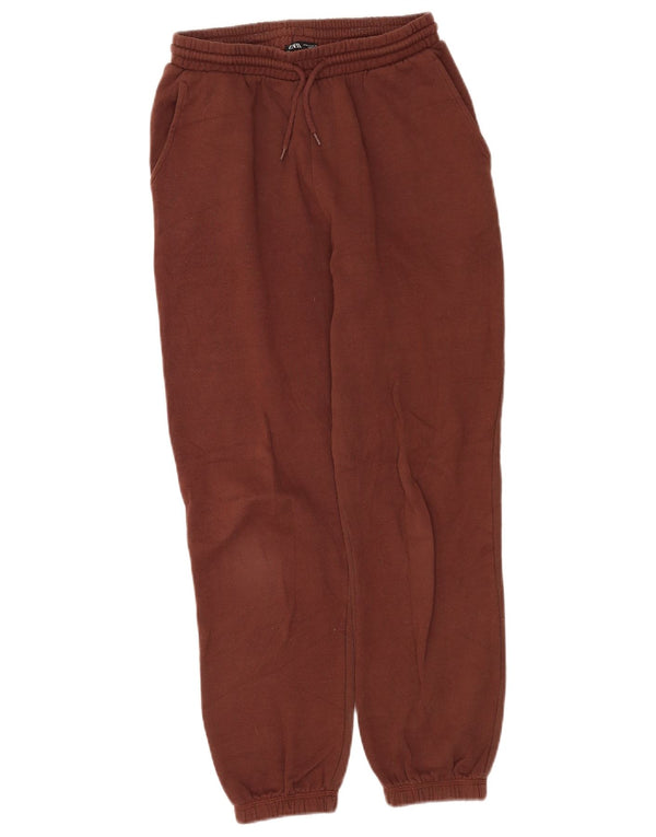 Zara Pantalon de survêtement pour femme en coton marron moyen UK 12