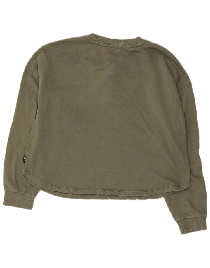 Roxy Sweat-shirt à col boutonné pour femme UK 16 Large Kaki Coton