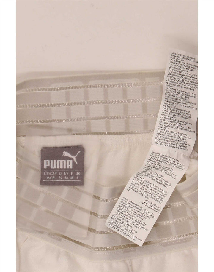 Puma Short de sport graphique pour femme UK 8 Small Blanc Polyester