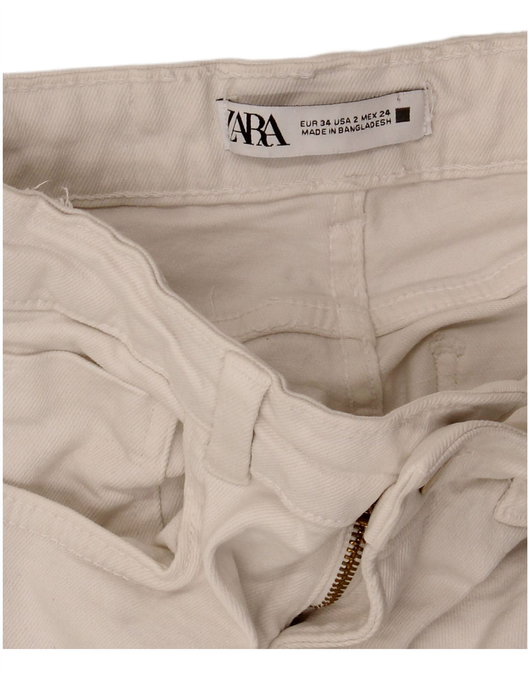 ZARA Womens Cropped Jeans EU 34 2XS W24 L25 White