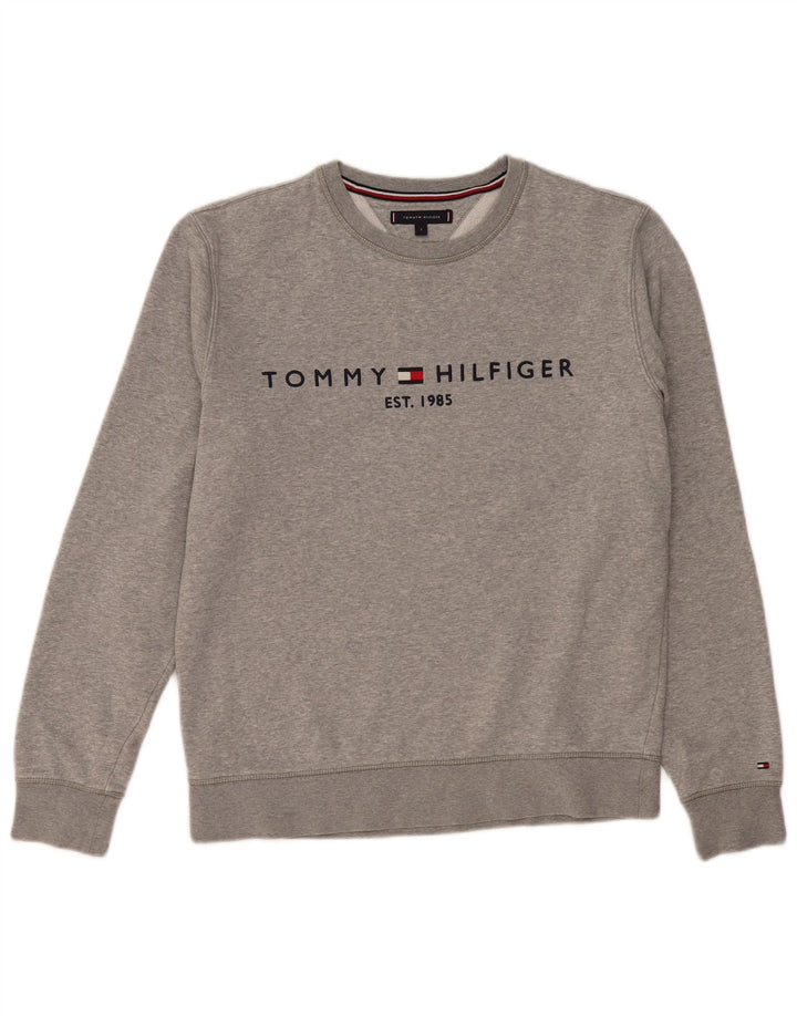 Tommy Hilfiger Sweat-shirt graphique pour homme en coton gris Taille L