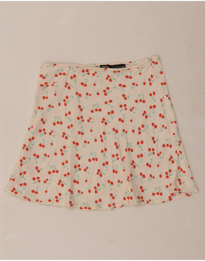 Zara Femme Mini-jupe à motif abstrait XS W24 Blanc