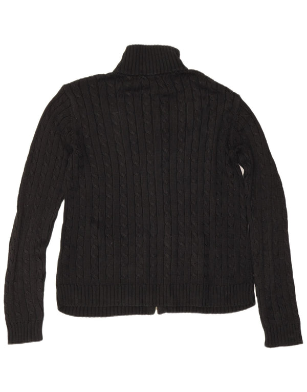 Ralph Lauren Pull Cardigan Femme UK 14 Coton Noir Moyen