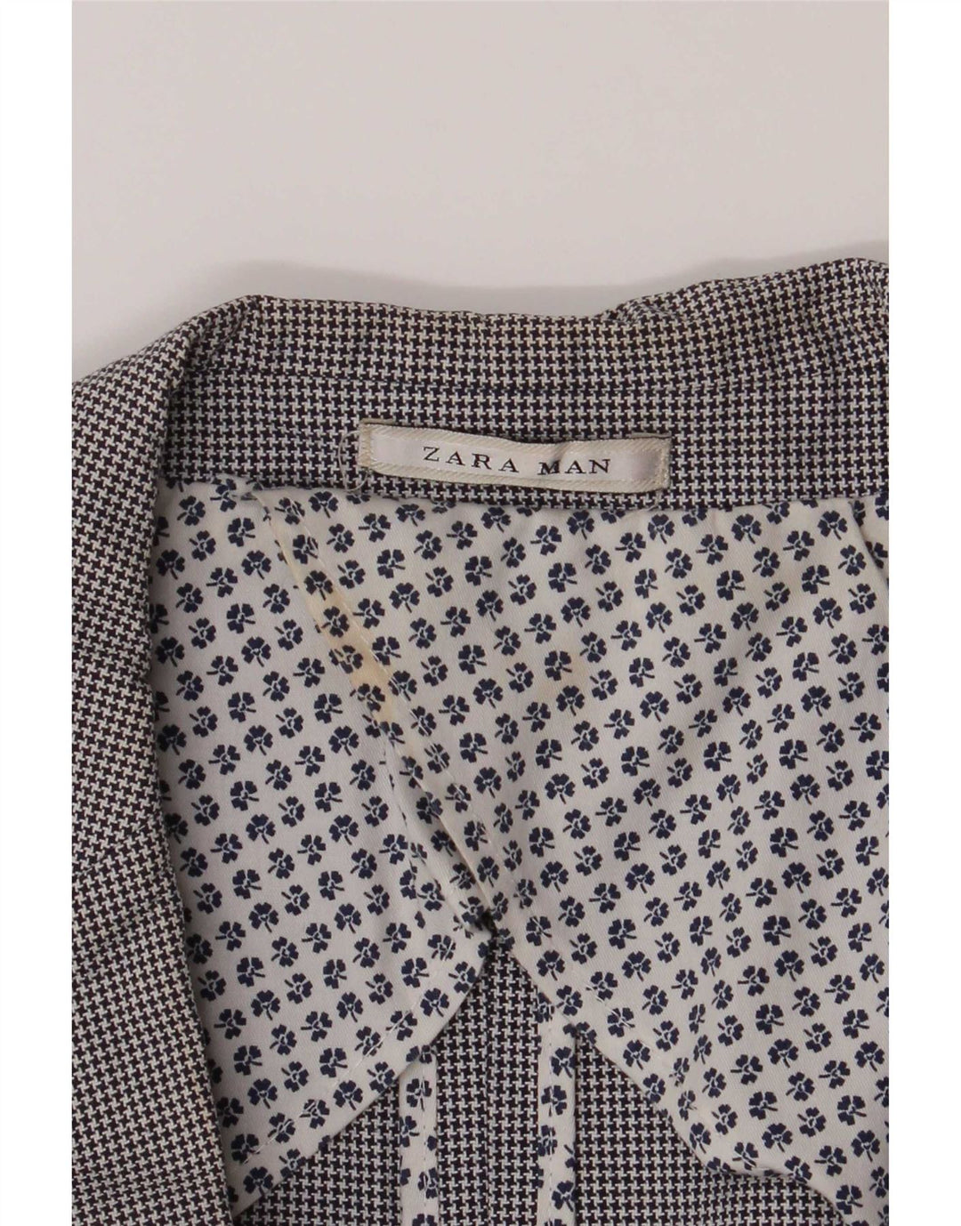Zara Veste blazer à 2 boutons pour homme UK 40 Grand gris pied-de-poule en coton