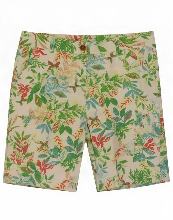 Benetton Short Chino Femme UK 12 Medium W32 Coton Floral Multicolore