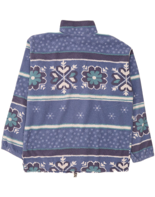vintage Homme Zip Neck Fleece Jumper XL Bleu Fair Isle