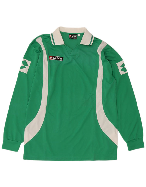 LOTTO Polo Graphique à Manches Longues Homme XL Vert Colorblock Polyester