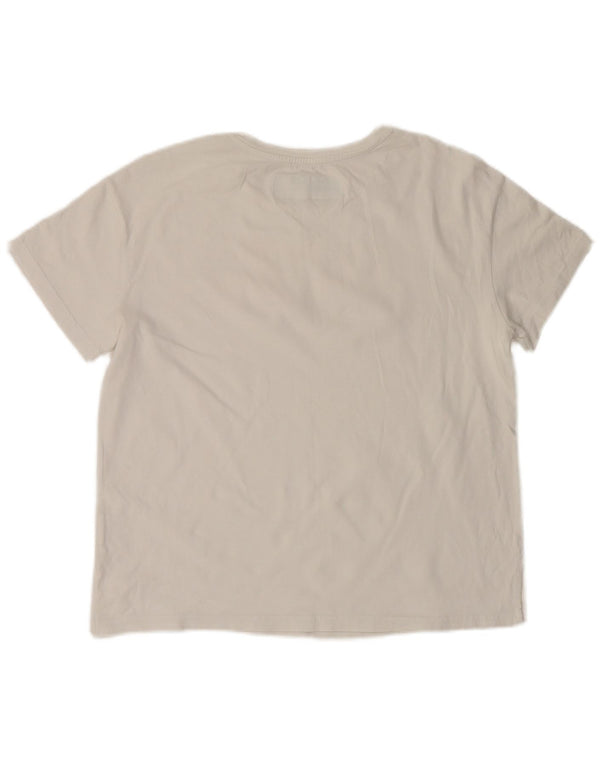 Benetton T-Shirt Graphique Femme UK 14 Coton Blanc Moyen