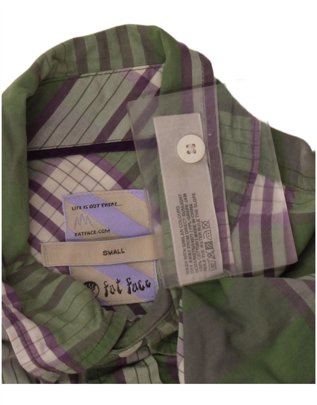 FAT FACE Chemise à manches courtes pour hommes en petit coton à carreaux vert